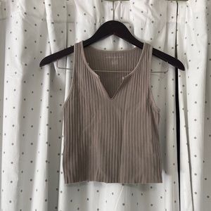 American Eagle XS beige wide-ribbed tank top
